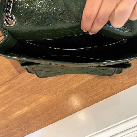 Saint Laurent Crinkled Calfskin Monogram Medium Niki Chain,  Military Olive - Picture 3 of 5